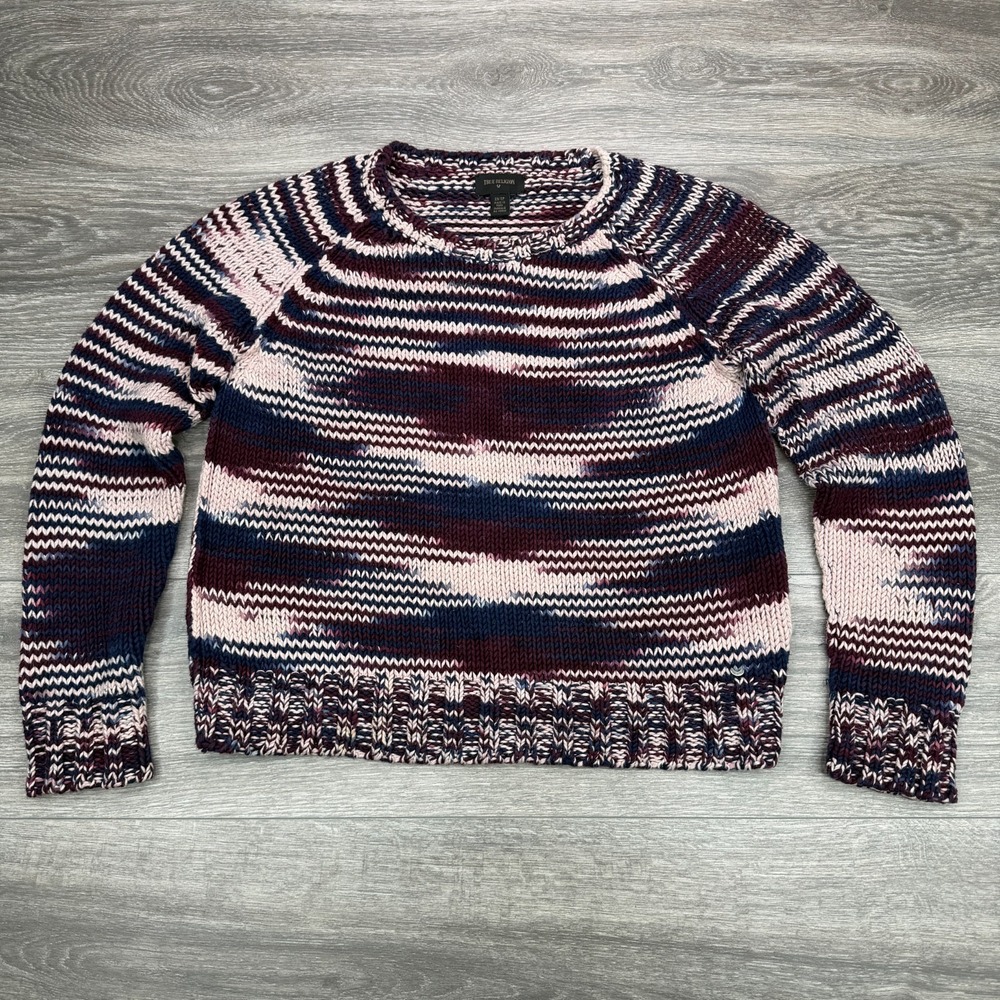 True Religion Sweater Womens XS Purple Pink Chunky Knit Oversized Space Dye Warm